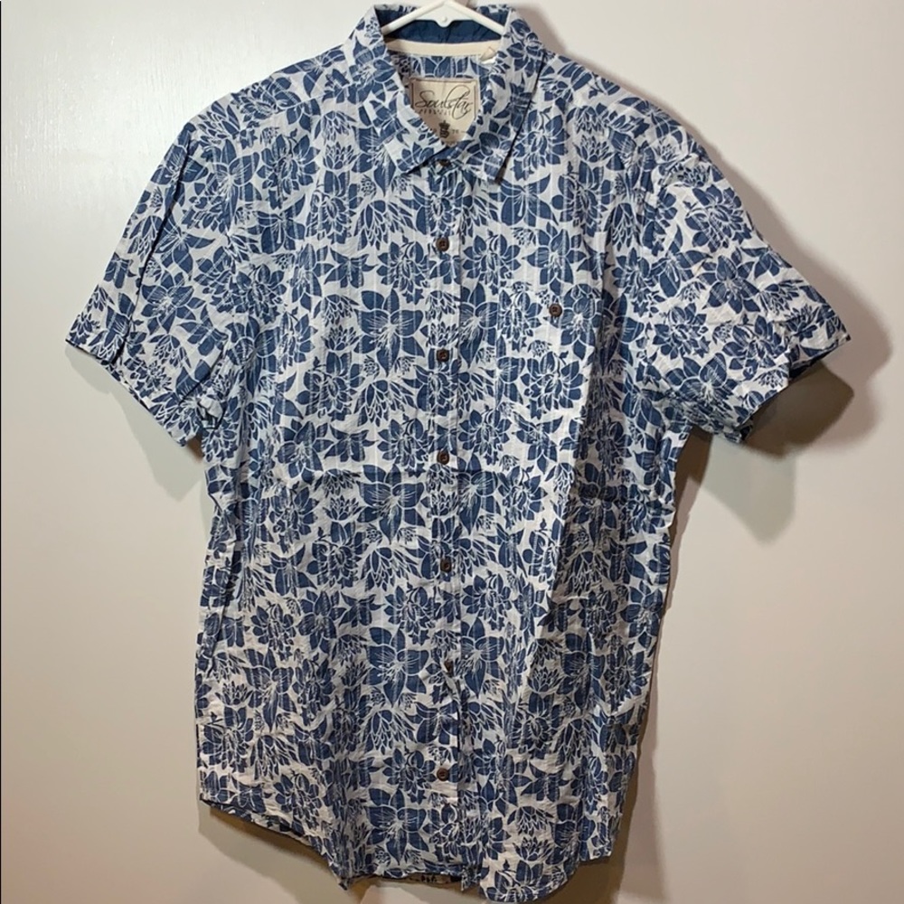 Soul Star Blue Floral Short Sleeve Shirt Button Up